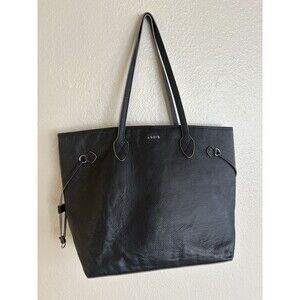 LODIS Black Pebble Leather Women’s Tote Shoulder Bag Carryall